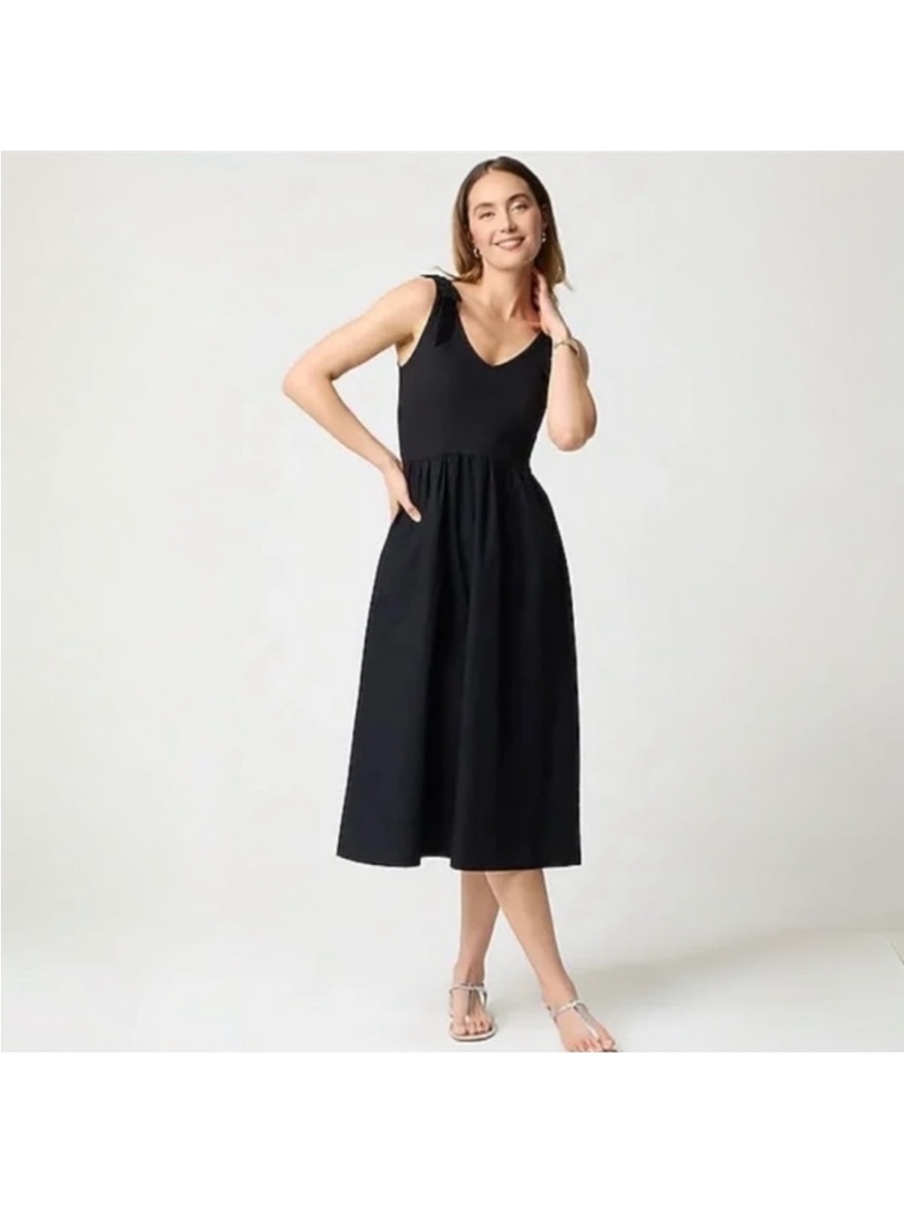 J Crew Factory Bow Sleeve Midi Dress